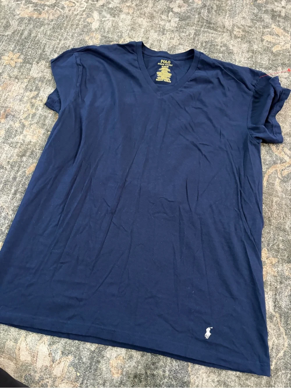 Polo by Ralph Lauren Navy V-Neck Tee with Embroidered Pony